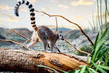 Fototapeta premium lemur on a tree