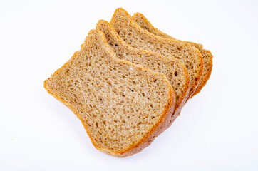 Sliced square shaped protein bread, healthy food. Studio Photo