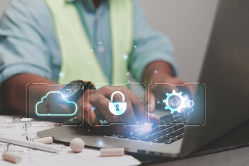Businessmen or Engineer select the technology data of the financial business, finance, uncle and...