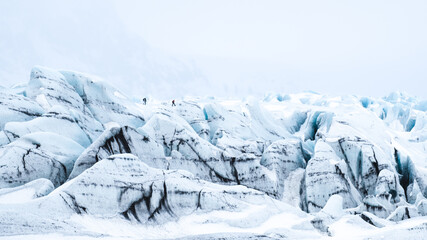 Adventurers on a glacier hike in Iceland