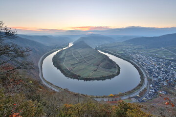 loop of Moselle river in winter 
