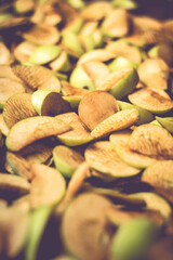 The process of home cooking dried fruits in an electric dryer.
