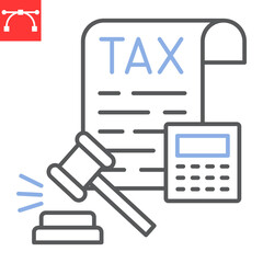 Tax law line icon, judge and economy, tax law vector icon, vector graphics, editable stroke outline sign, eps 10.