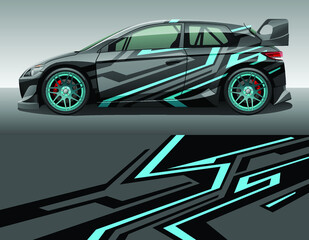 Car wrap vinyl racing decal ornament. Abstract geometric stripe sport background design print template. Vector illustration.