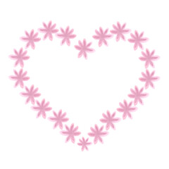 Heart shaped wreath, Flowers, Valentine's Day, wedding, postcard, invitation.