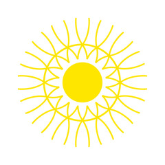 The sun. Vector abstract logo design template in trendy linear minimalistic style. Boho. Doodle linear Magic mystic hand drawn simple logo icon with eye, flower and sun. Abstract vector illustration