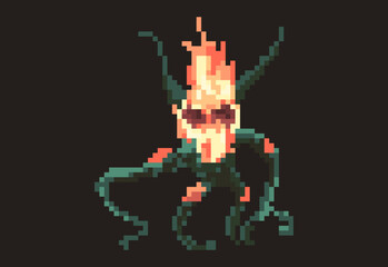 Fototapeta premium Illustration of dangerous monster in pixel art style