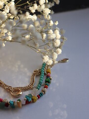 bracelet with flowers on a white background