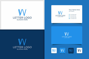 letter W design logo and business card template. premium vector.