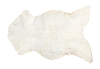 White sheep suede leather isolated on white background.