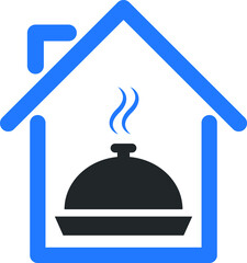 restaurant blue icon on a blue version