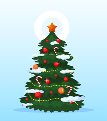 Christmas tree concept. flat vector illustration for banners and landing page background
