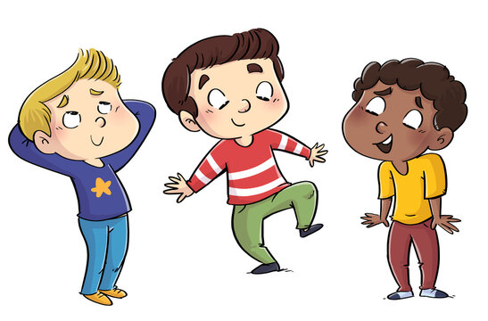 Illustration of various children in different funny poses