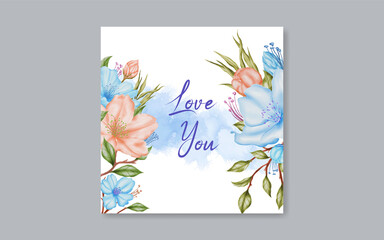 Colorful flowers for valentine's day greeting card