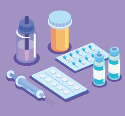 seven medicine isometric icons