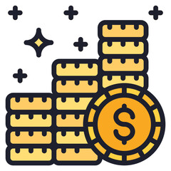 Coins filled line color icon