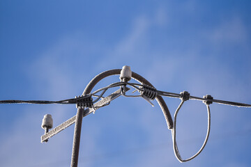 power lines against the sky