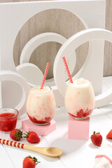 Strawberry blended and milk - strawberry latte