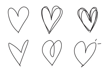 Hand drawn heart icon collection - obrazy, fototapety, plakaty