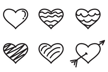 Hand drawn heart icon collection