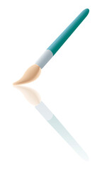 Brush icon. Color icon with reflection on the ground of a brush.