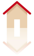 House icon. Color icon with reflection on the ground of a house.