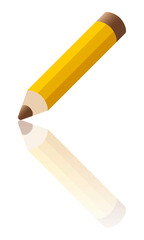 Pencil icon. Color icon with reflection on the ground of a pencil.