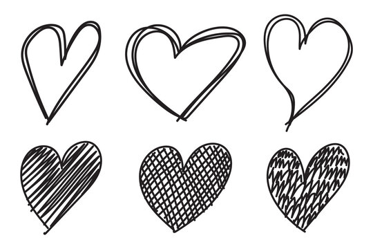 Hand drawn heart icon collection