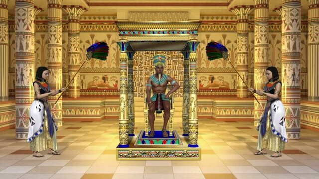 The Pharaoh on throne, animation
