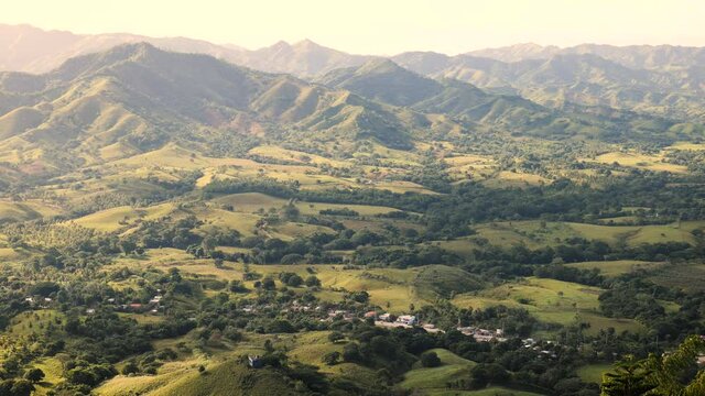 Dominican landscape. Mountains, hills, farmland, and plains. Dominican Republic.