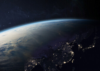 Earth at Night - Asia. Elements of this image furnished by NASA.
