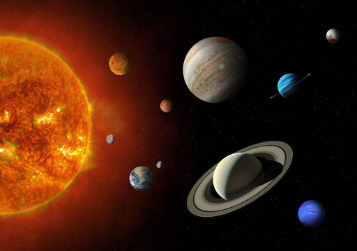 Solar system planet, Sun and star. Elements of this image furnished by NASA.