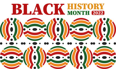 Black History Month in February. African American Culture and History. Celebrated annual in United States and Canada. In October in Great Britain. Vector poster, tradition ornament illustration