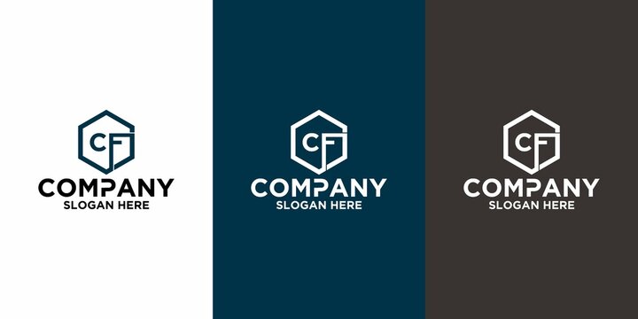 Initial letter CF logo vector design template