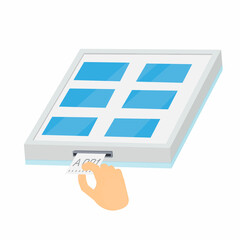 Electronic queue terminal. Queue ticket, vector illustration