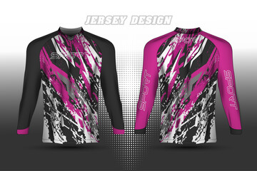 Long sleeve Tshirt sports with abstract background for racing jersey, cycling, football, gaming