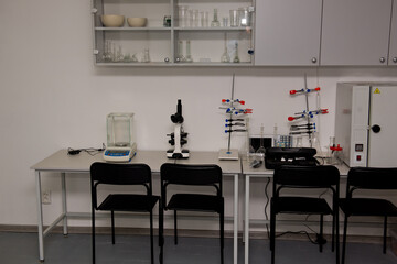 Equipment in a chemical laboratory.