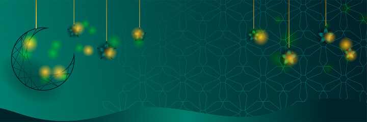 Luxury ramadan background with dark green arabesque pattern arabic islamic east style. Decorative design for print, poster, cover, brochure, flyer, banner.