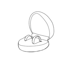 One hand drawn line wedding rings. Good for postcard, invitation. Vector minimalist illustration isolated on white background. 