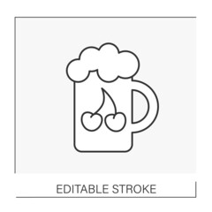  Alcohol line icon. Tasty alcohol drink with cherry flavor. Drinking. Beer concept. Isolated vector illustration. Editable stroke