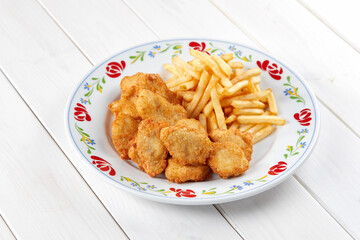 chicken nuggets with french fries