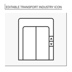  Elevator line icon.Platform for raising and lowering people or things to different levels.Industry type concept. Isolated vector illustration. Editable stroke