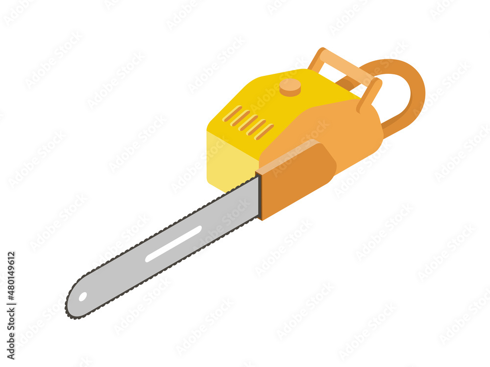 Sticker isometric chainsaw icon