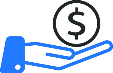 Donate icon vector blue