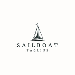 Sailing boat or sailing yacht logo icon design template flat vector illustration
