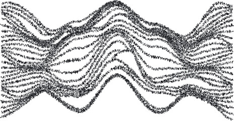 Glitch effect . Distorted speed lines .Abstract flow lines background . Fluid wavy shape .Rough edges .Striped linear pattern . Music sound wave . Vector illustration