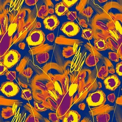 Sierkussen Creatief naadloos patroon met mooie heldere abstracte elementen. Kleurrijke textuur voor elk soort ontwerp. Grafische abstracte achtergrond. Hedendaagse kunst. Trendy moderne stijl. © Natallia Novik