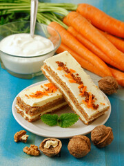 Two portions of carrot tart.