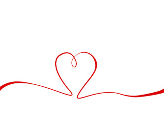 illustration of a heart with a ribbon on a white background for wrapping paper, cards for Valentine's Day, Mother's Day, for lovers, wedding, print, fabric, with place for text.
