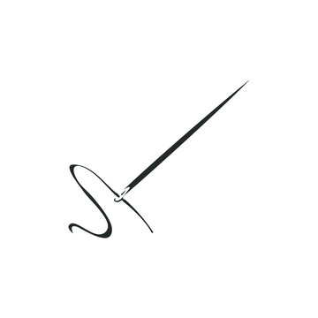 Needle Thread Icon Silhouette Illustration. Sew Tailor Vector Graphic Pictogram Symbol Clip Art. Doodle Sketch Black Sign.
